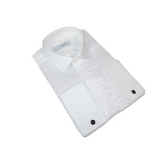 Men CEREMONIA Formal Tux Cotton Shirt Slim Fit Turkey PLK 13 Crinkled White