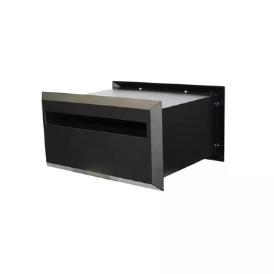 Fen Wood Mailbox - Adjustable Rear Access Locking Column Mailbox - Black