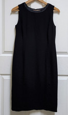 Laura Scott Black Sleeveless Dress 10 Sheath Zip Lined Minimalist Office Capsule