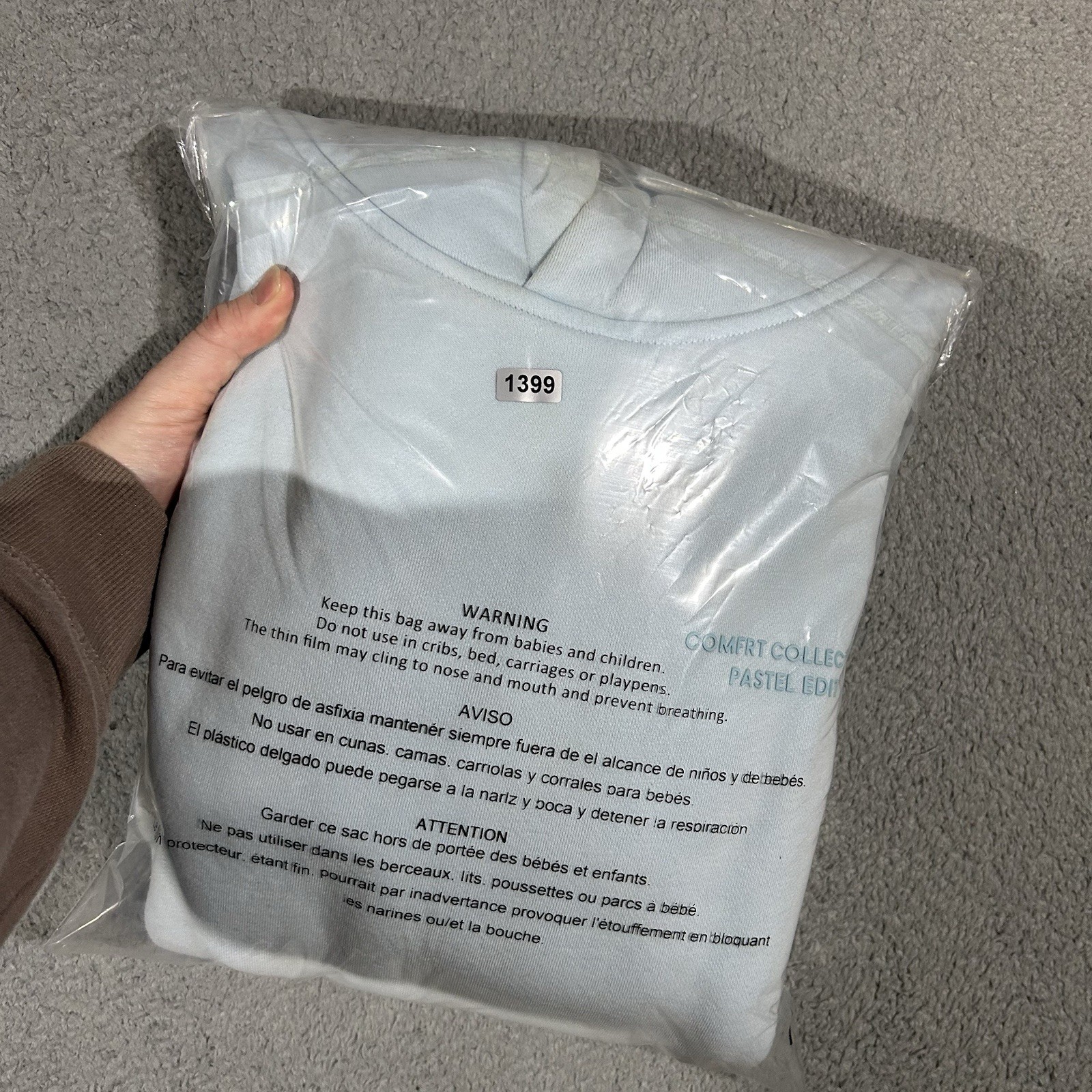 Comfrt Minimalist Hoodie Sky Blue Hoodie Unisex Size Small Oversized #1399