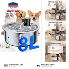 Dog Water Fountain, 8L Stainless Steel Dog Wa...