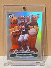2025 Panini Donruss Downtown #17 Shedeur Sanders card, Browns uniform, cartoon bench, RC SSP case.