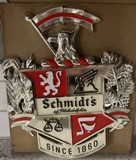 Vintage Rare Schmidt's of Philadelphia Since 1860 Silver Crest Shield Beer Sign