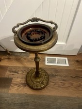 Portasigari/fumo in ottone vintage con posacenere ambra anni '40