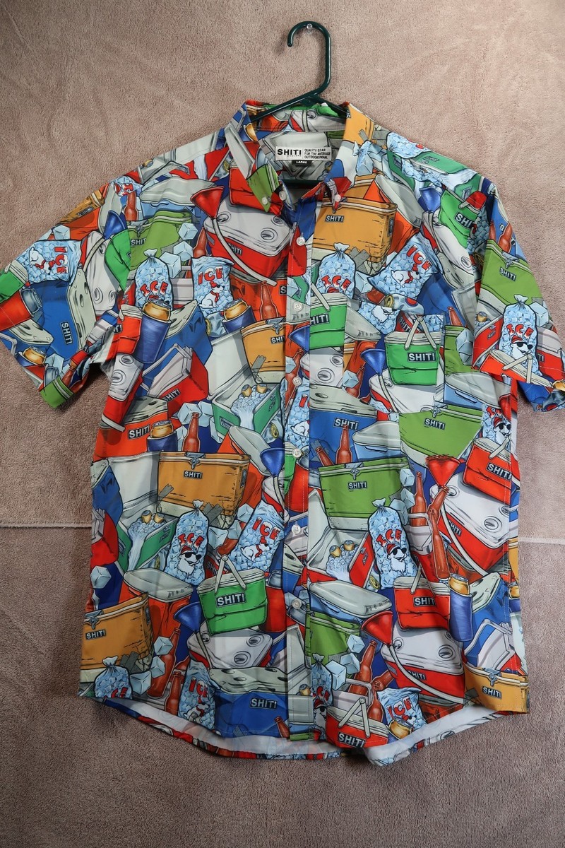 Shiti Coolers Mens Multicolor Short Sleeve Button-Up Shirt Size L