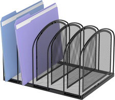 File Organizer for Desk, 5-Section Mesh Desk Organizer, Vertical File Holder Des
