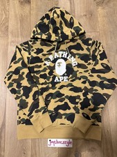 Size M - A Bathing Ape Bape 1st yellow camo college pullover hoodie