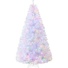 White Christmas Tree with Colorful Lights Bushy Artificial Xmas Tree Dec 5/6/7ft