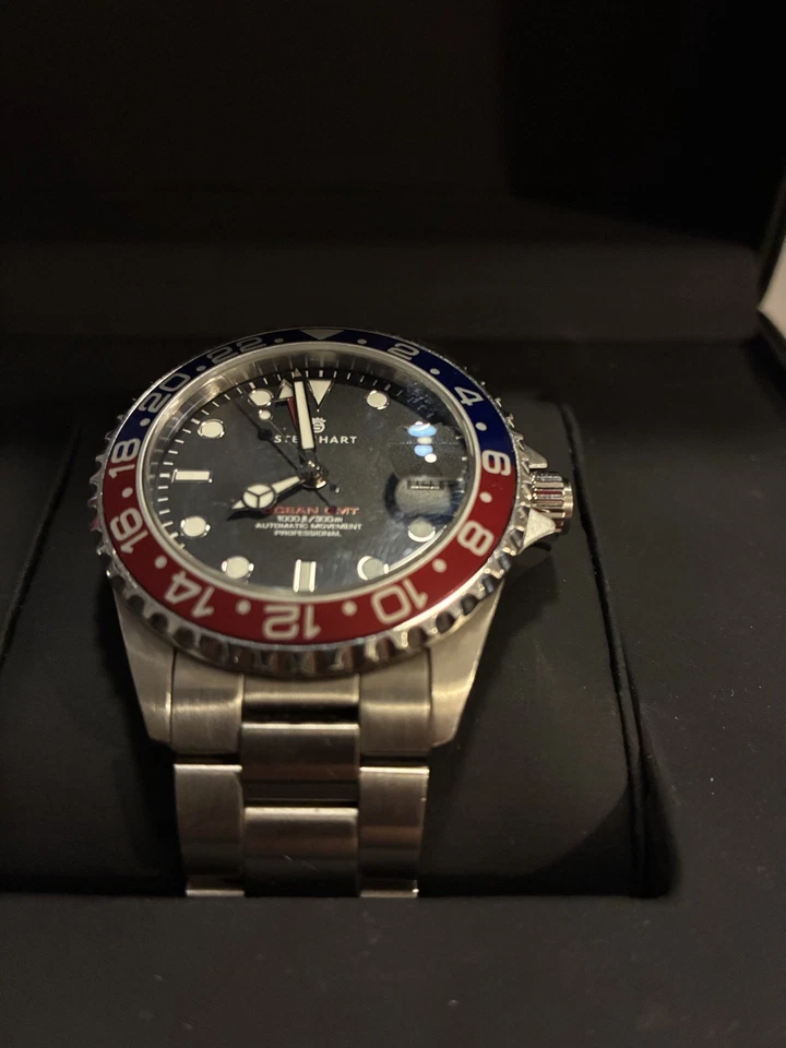 Steinhart Ocean GMT Date Pepsi 42mm Dress Mens Vintage Wrist Watch Original RUNS - Image 3 of 4