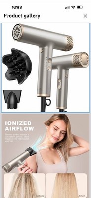 Professional Hair Dryer with Diffuser Fast Drying 200 Million Ionic Blow Drye...