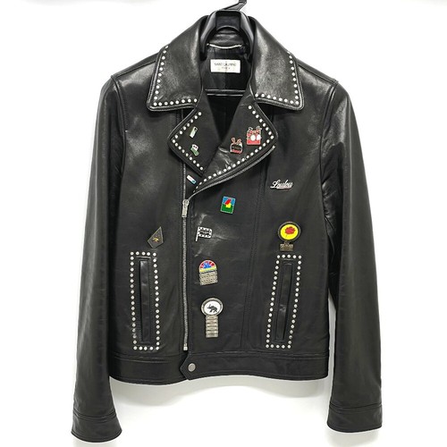 Saint Laurent Paris 530739 Chaqueta De Cuero Chaqueta Multi-Pin Lote Riders  | eBay