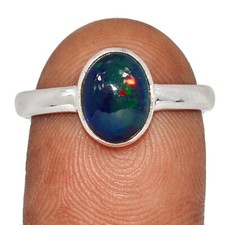 Treated Chalama Black Opal 925 Sterling Silver Ring Jewelry s.8.5 CR64010