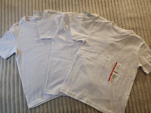Children's Clothing Size XS 4/5 Boy Girl White Tshirts Unisex Layering Lot Of 3