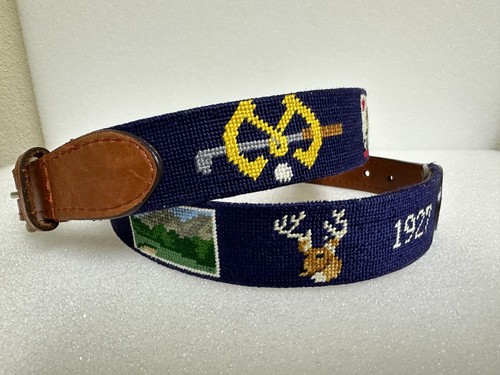 SMATHERS BRANSON Custom Alister Mackenzie Sharp Park Golf Needlepoint Belt Sz 32