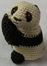 1960s knit PANDA BEAR figure ~ 2.5 inches high
