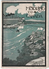 RARE - Motoring to Canada - 1921 Quebec Montreal - Holt Renfrew Co- Art Deco Map