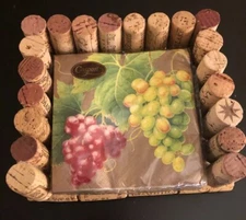 Handmade Wine Cork Coctail Napkin Holder 7” W X 6” L