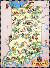 Indiana - 1935 - Pictorial Map Poster