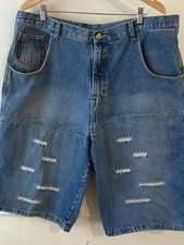 AKADEMICS Men's 42 Jean Denim Shorts Hip Hop late 90s loose baggy j235