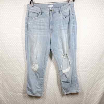 Good American Women Jeans Sz 20 Plus Light Wash Good Cuts High Rise Distressed