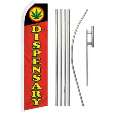Dispensary (Red) Swooper Flutter Feather Advertising Flag & Pole Kit