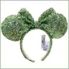 Green Sequin Disney Park Bow Rare Minnie Ears Headband Shiny Party Gift