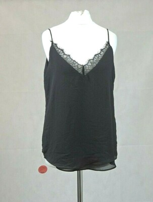 Chi Chi London Karolina Cami schwarzes Top Größe S uvp £17.99 CR013 CC 04 