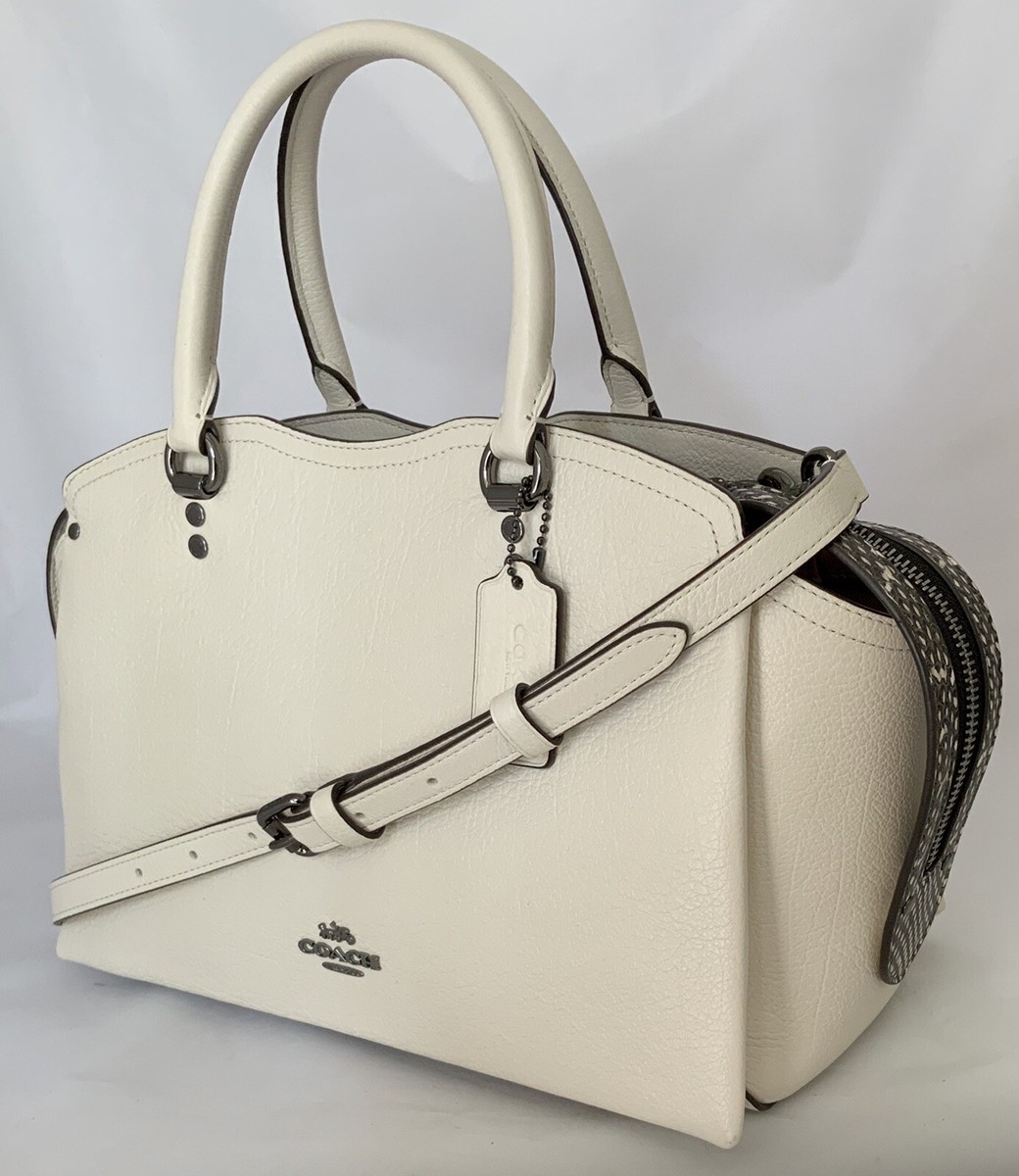 ways COACH 67710 MIXED MATERIAL SNAKE DREW GM/CHALK LEATHER SATCHEL