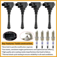 4X Ignition Coil & 4X Laser Iridium Spark Plug for Nissan Juke 1.6L Turbo UF659