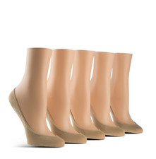 Calvin Klein Women's 5 Pack Microfiber No-Show Liner Socks, One Size, Tan