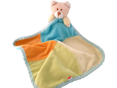* Schmusetuch Schnuffeltuch - NUK BÄR TEDDY BLAU ORANGE GRÜN ca. 35cm