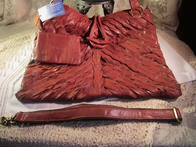 VGT LG LEATHER BRIEFER-BAG-TRAVEL PURSE-SHOULDER STRAP AMERI