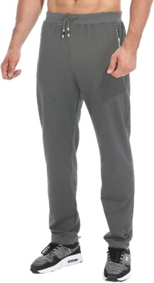 Tansozer Men's Joggers Tracksuit Bottoms Open Hem Cotton Zip Pockets, Grey,  2XL UK