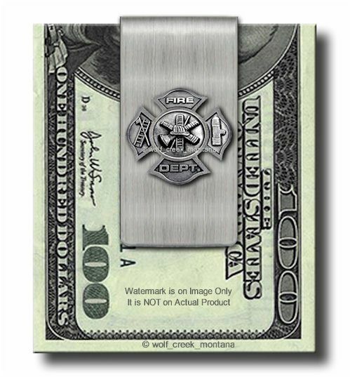 FIRE FIGHTER Stainless Steel MONEY CLIP Firefighter Rescue FIREMAN Cross Hero P