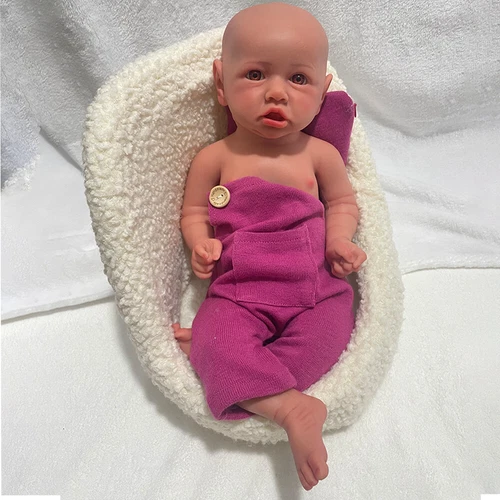 18 Zoll weiche Vollsilikon Reborn Baby Puppe 6,3 Pfund lebensechte braune Haut Neugeborenes Mädchen - Bild 2 von 15