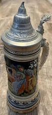 Vintage Music Box Thorens Beer Stein Switzerland Lidded