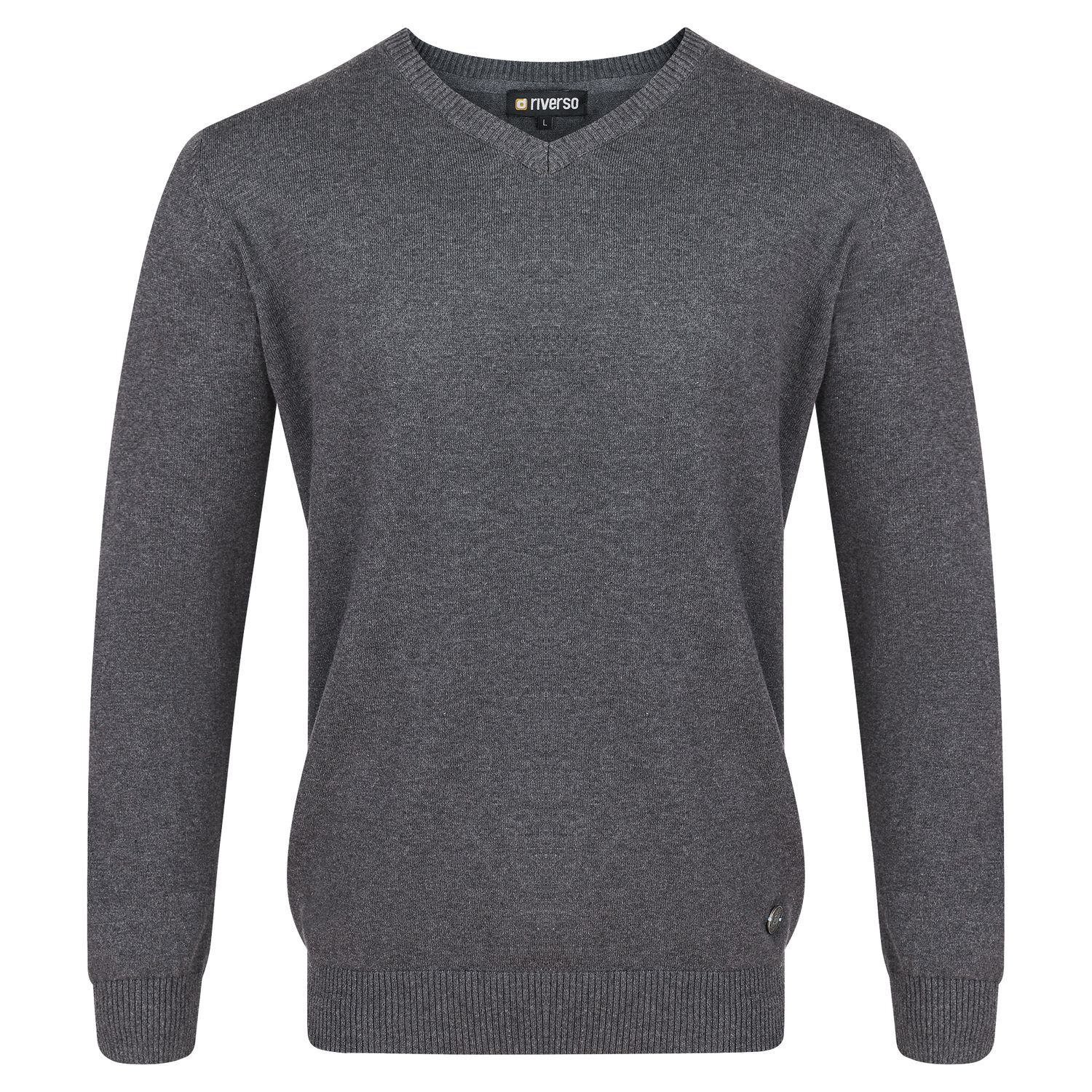 Riverso Herren Пуловер RIVEmil V-образным вырезом Pulli Organic Cotton Bio 100% Baumwolle