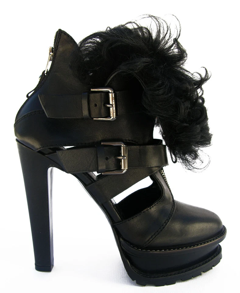 $1125 NOVAS BOTAS DE TORNOZELO PLATAFORMA SHEARLING COURO ETRO RUNWAY PRETO 38 - Imagem 3 de 4