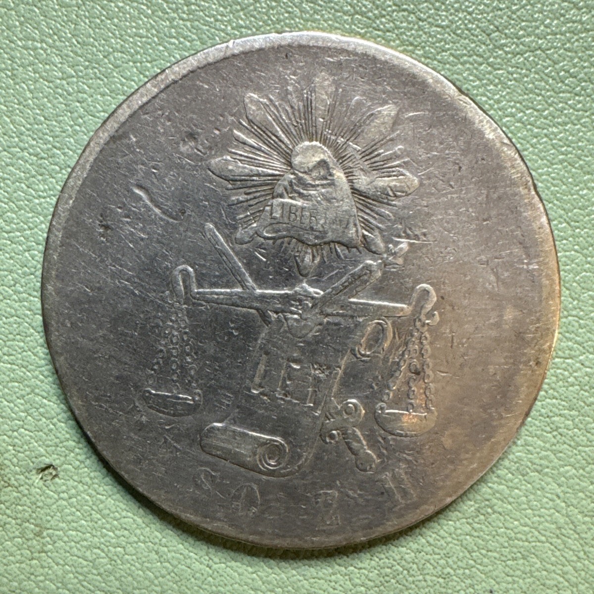1872 Zs H MEXICO MEXICAN UN PESO ONE PESO M0 M. 9027 SILVER COIN