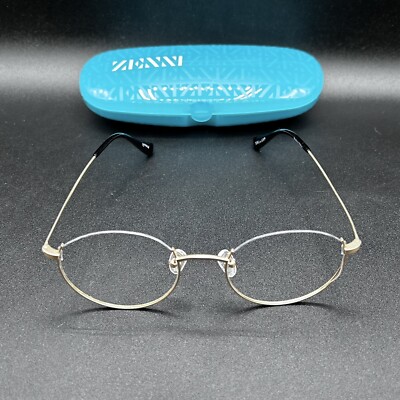 Zenni 157814 Round Reverse Half-Rim Eyeglasses Frame Gold 50-21-145 Used