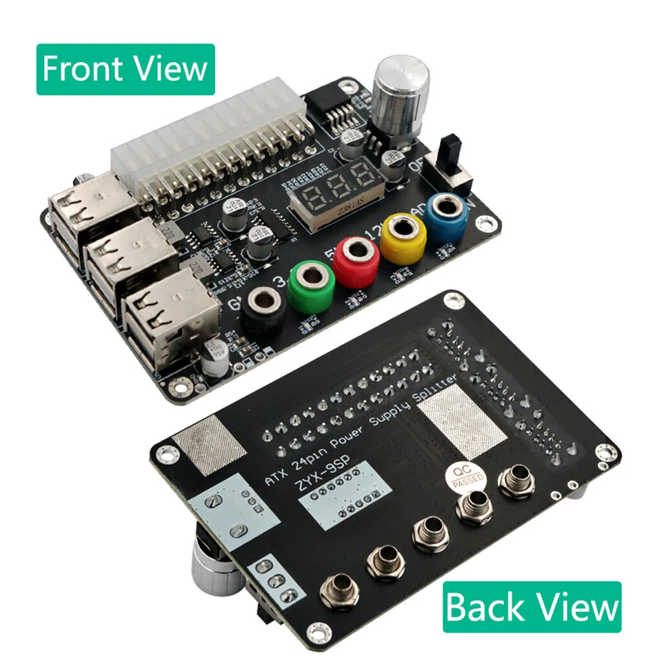24 Pins ATX Power Supply Breakout Board Acrylic Case Kit Support 3.3V/5V/12V - Image 3 of 4