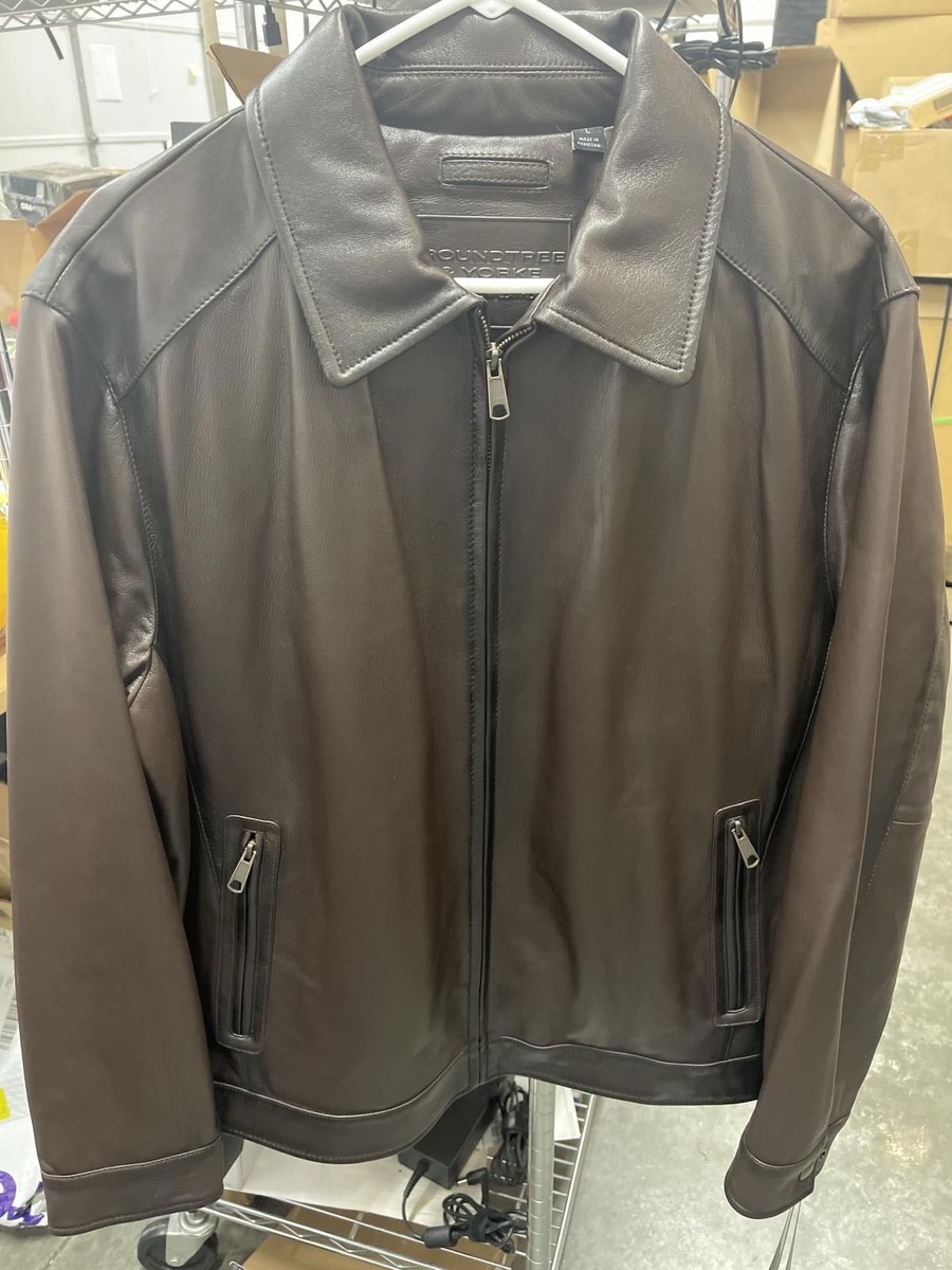 Roundtree & Yorke Burnished Lamb Leather Hipster Jacket L Roundtree & Yorke Burnished Lamb Leather Hipster Jacket L