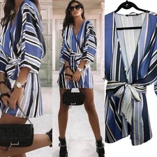 Zara Blue and White Striped Jumpsuit romper size small 
