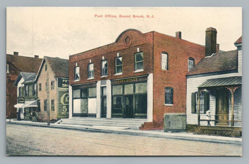 Post Office & Drug Store Soda Fountain BOUND BROOK New Jersey Antique