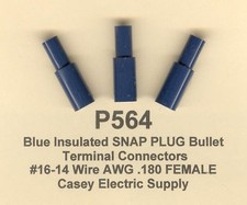 50 Blue Insulated SNAP PLUG Terminal Connector 16-14 Wire Gauge AWG .180 FEMALE