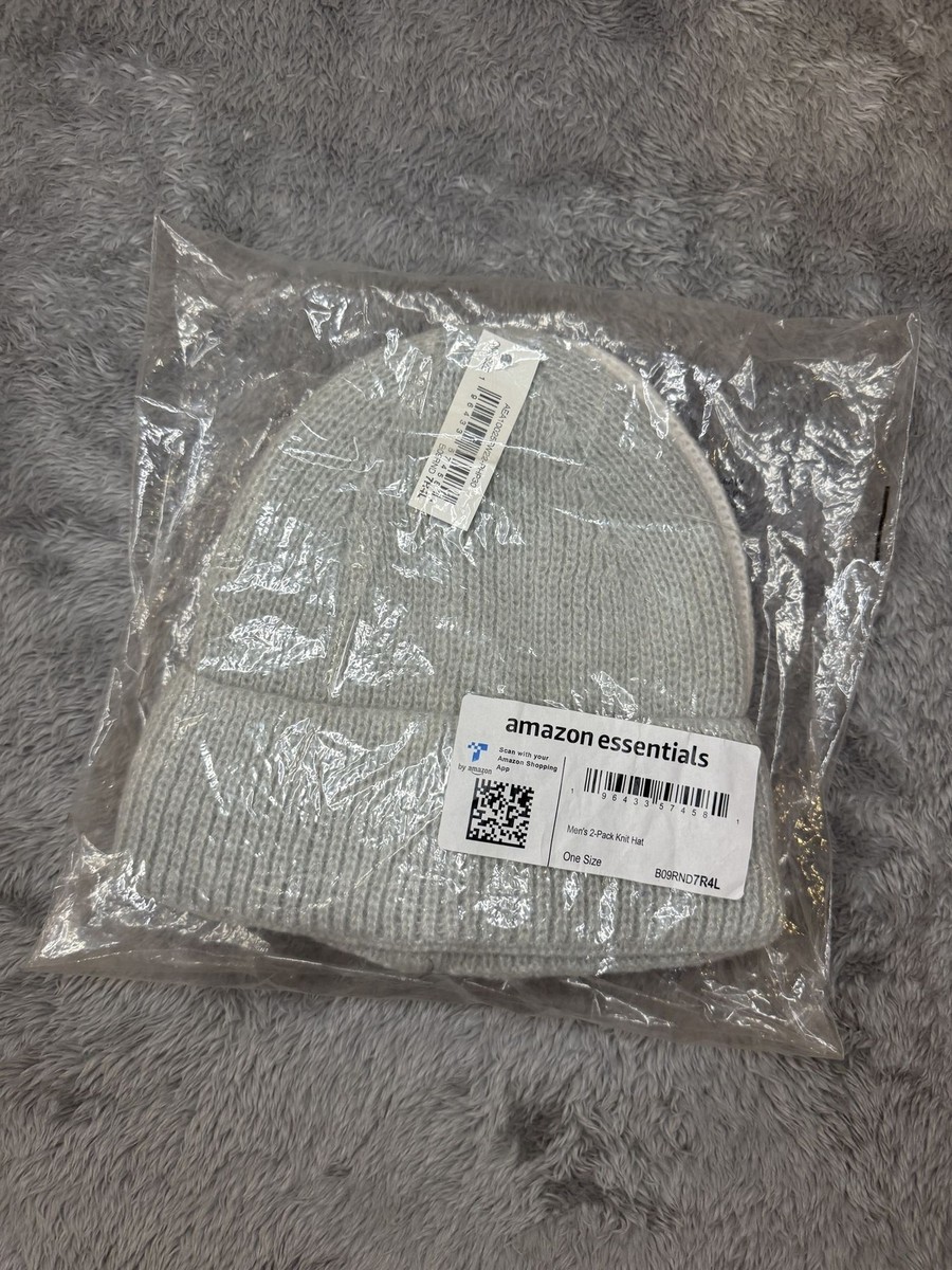 Essentials Adult 2-Pack Knit Hat Light Grey and Off White One Size