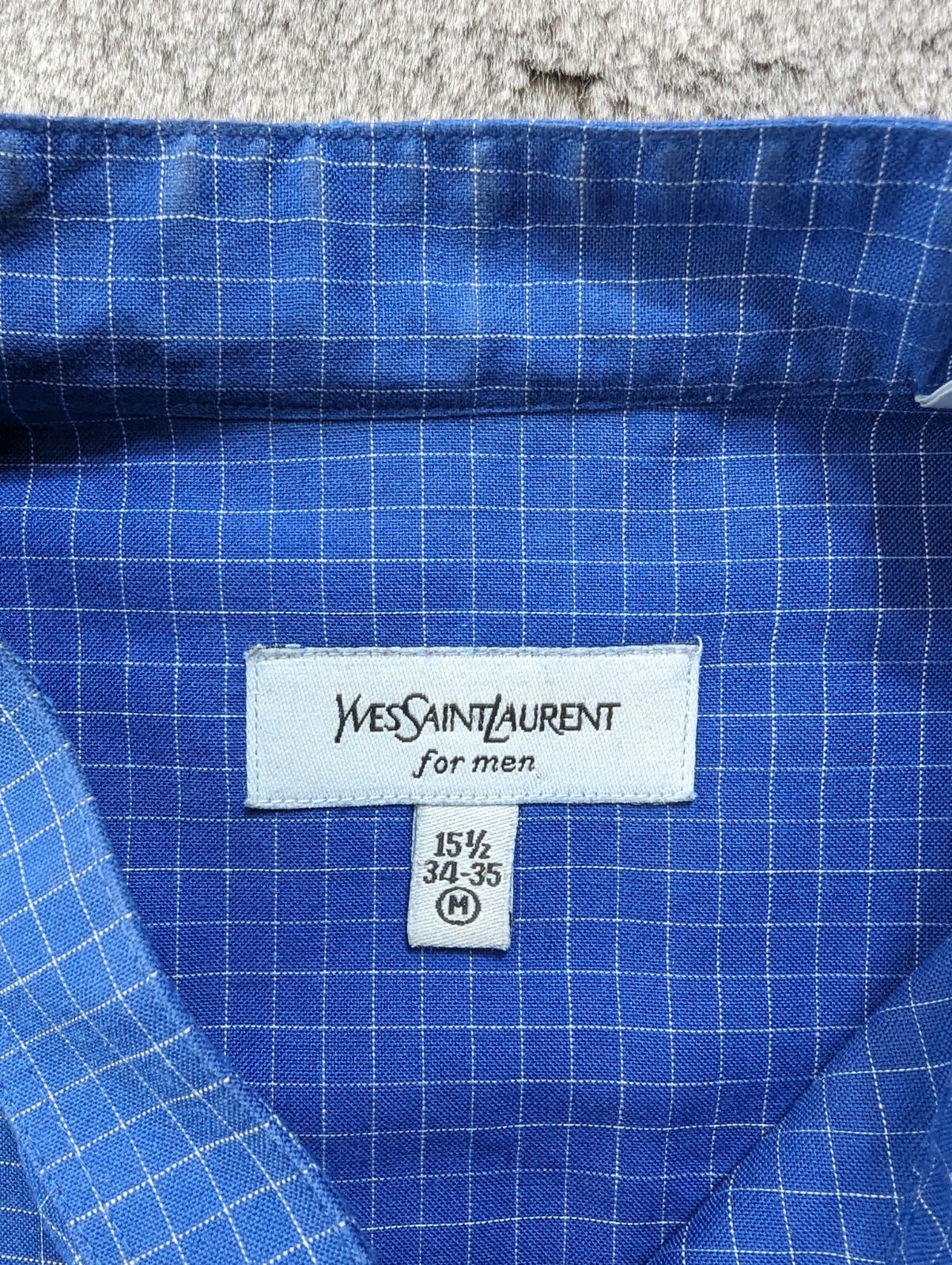 Yves Saint Laurent collo a fascia manica lunga uomo taglia 15 5 34 35 blu