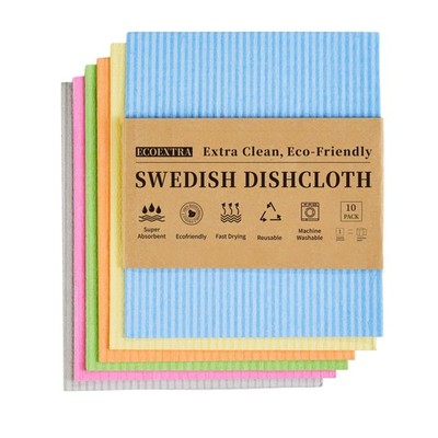 Swedish Dishcloths for Kitchen 10 Pack, Cellulose Sponge Cloths of Reusable D...