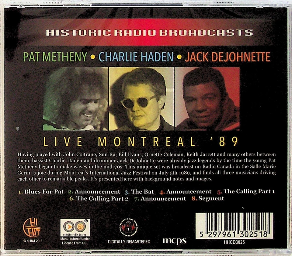 Pat Metheny, Charlie Haden, Jack Dejohnette -Live, Montreal '89 CD -NEW (Jazz) - Image 2 of 2