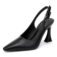 Women's Slingback Closed Toe Heel Pumps 6.5 Black Pu